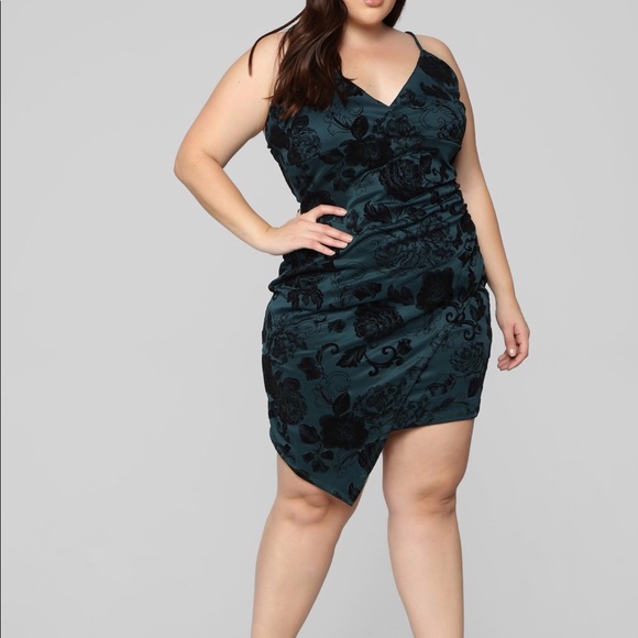 Fashion Nova Dresses & Skirts - Fashion Nova Velvet Floral Asymmetrical Dress